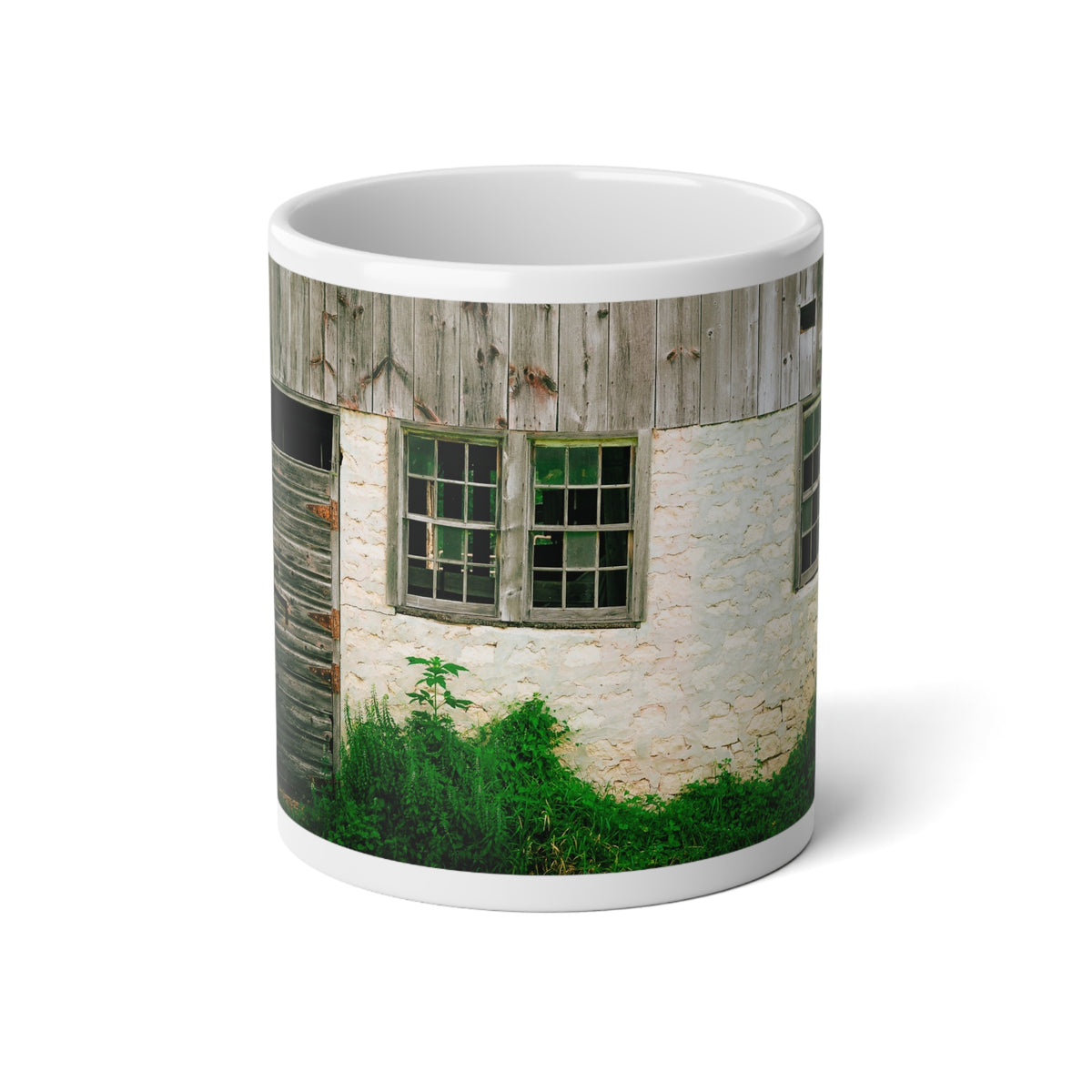 20oz Jumbo Mug — Rustic Barn Window Photo Coffee Mug