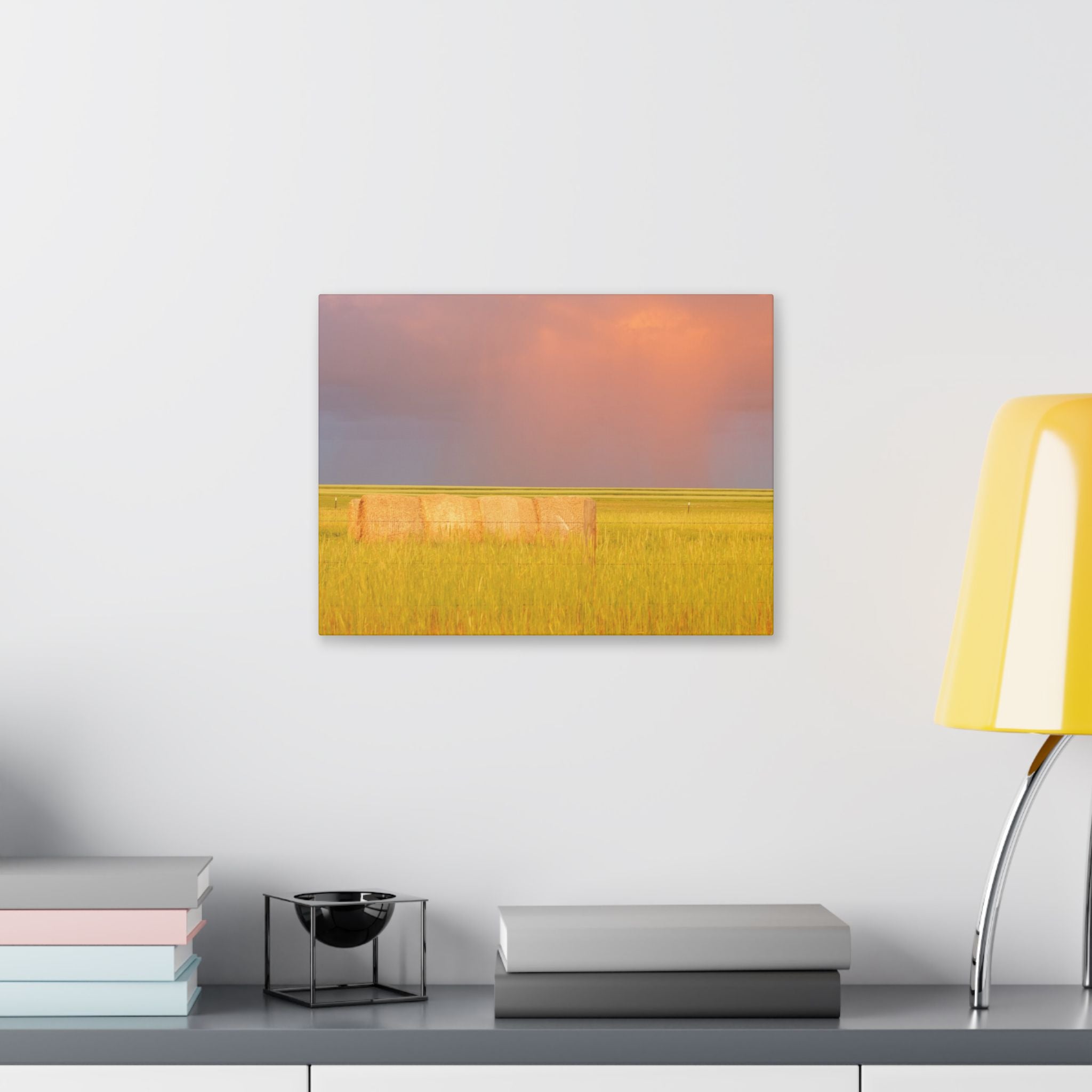 Prairie Clouds Canvas Print — Golden Field with Rolling Western Clouds