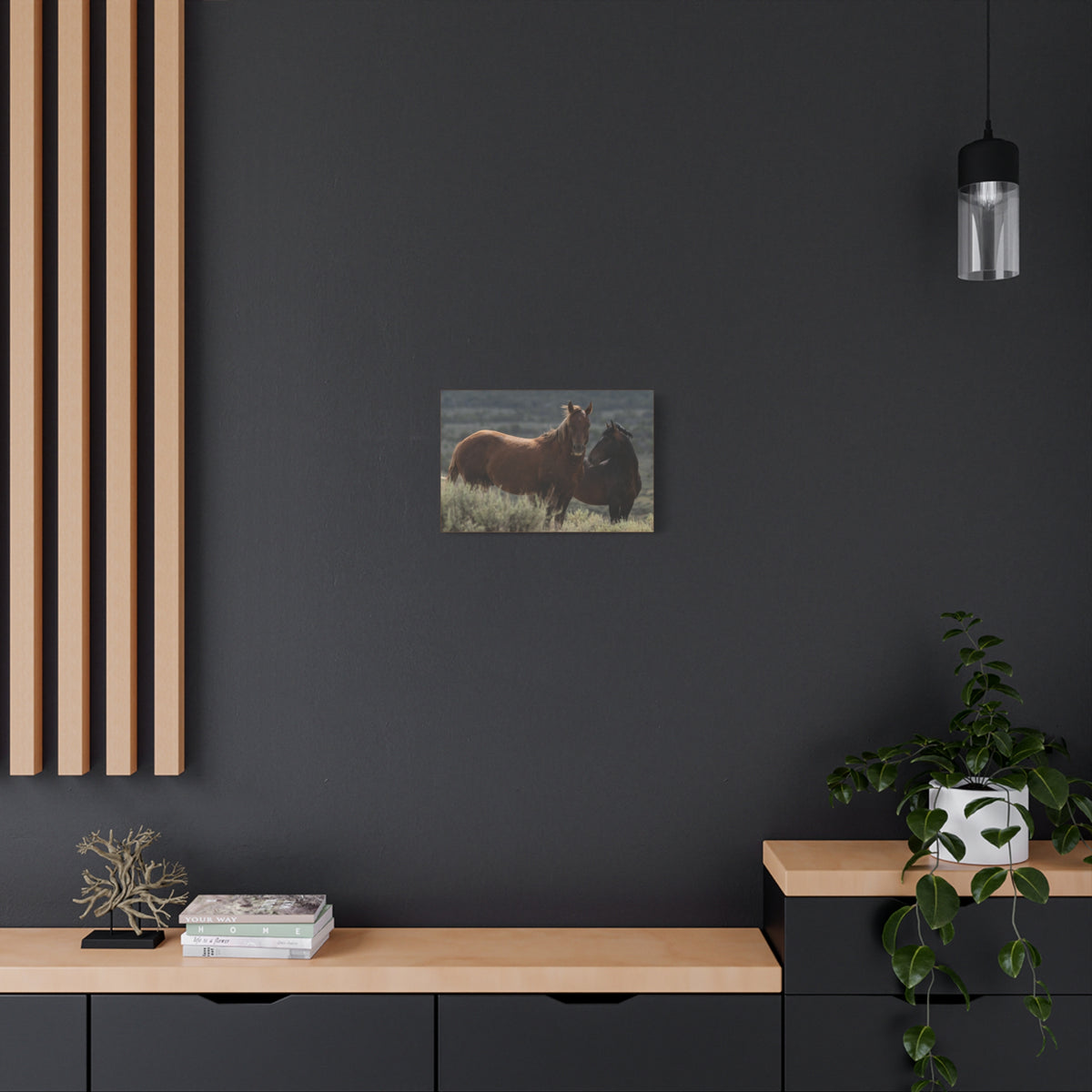 Wild Mustang Canvas Print — Rustic Horse Photography Stretched Matte Canvas