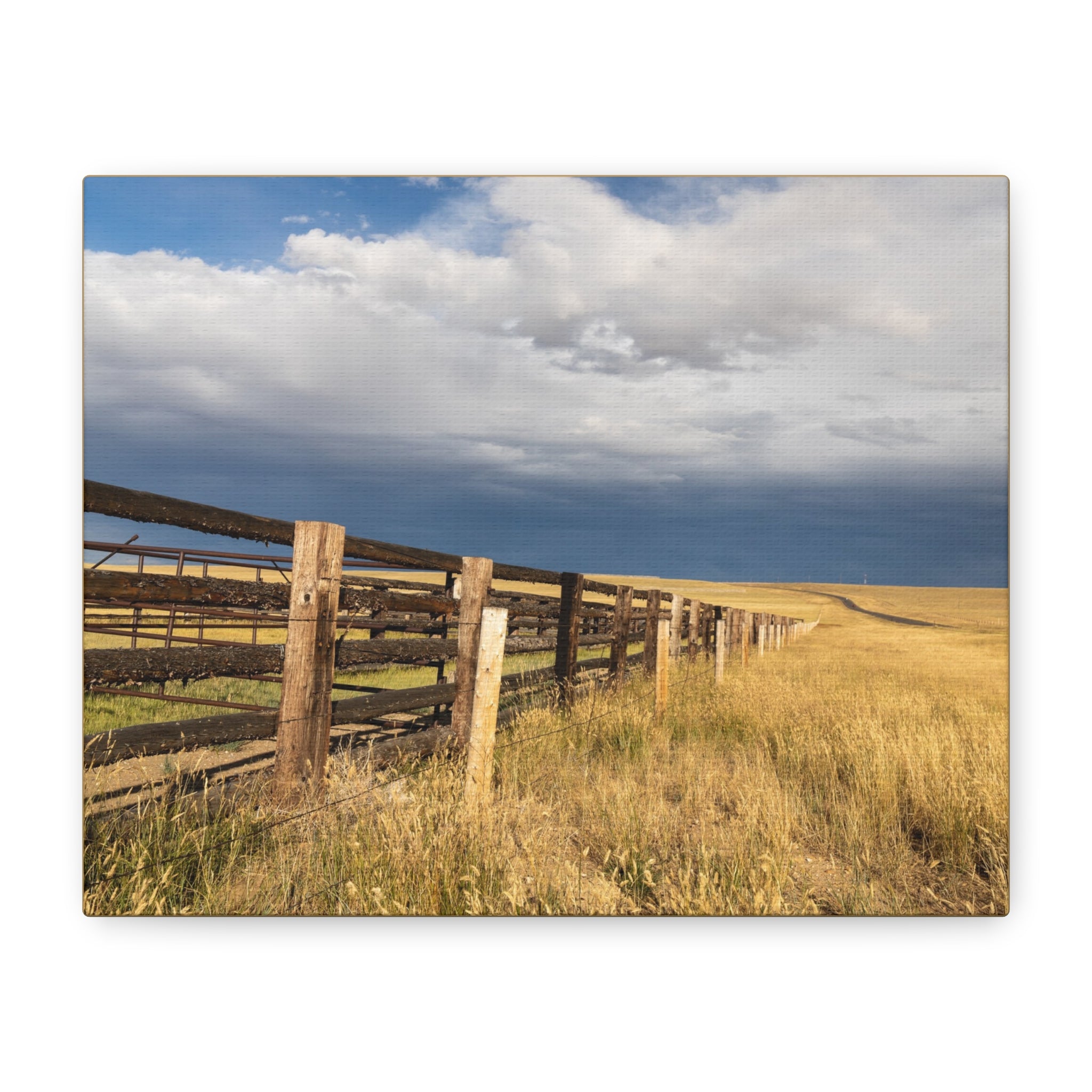 Prairie Fence Landscape Canvas Print — Country Wall Art