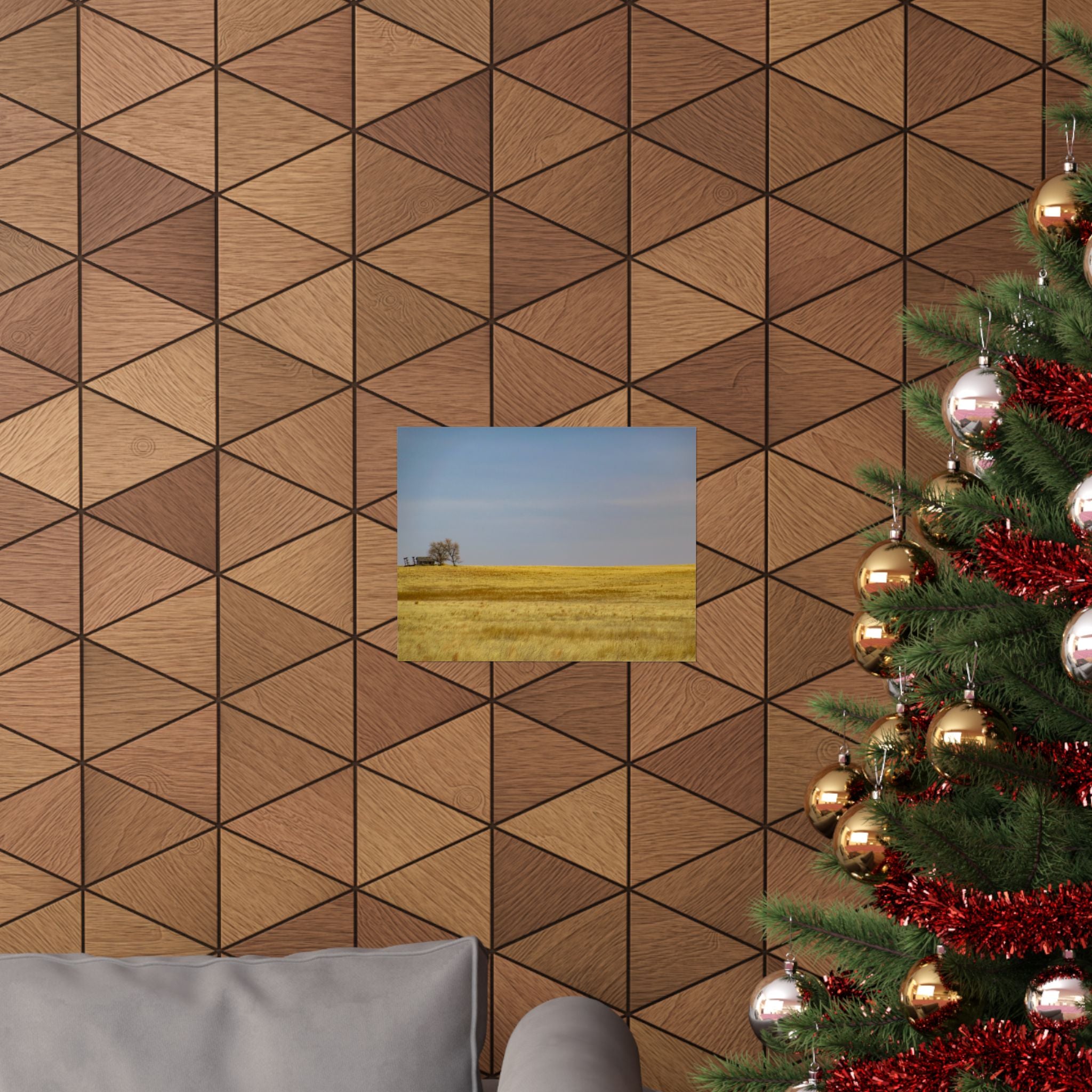 Golden Prairie Landscape Poster — Matte Horizontal Wall Art