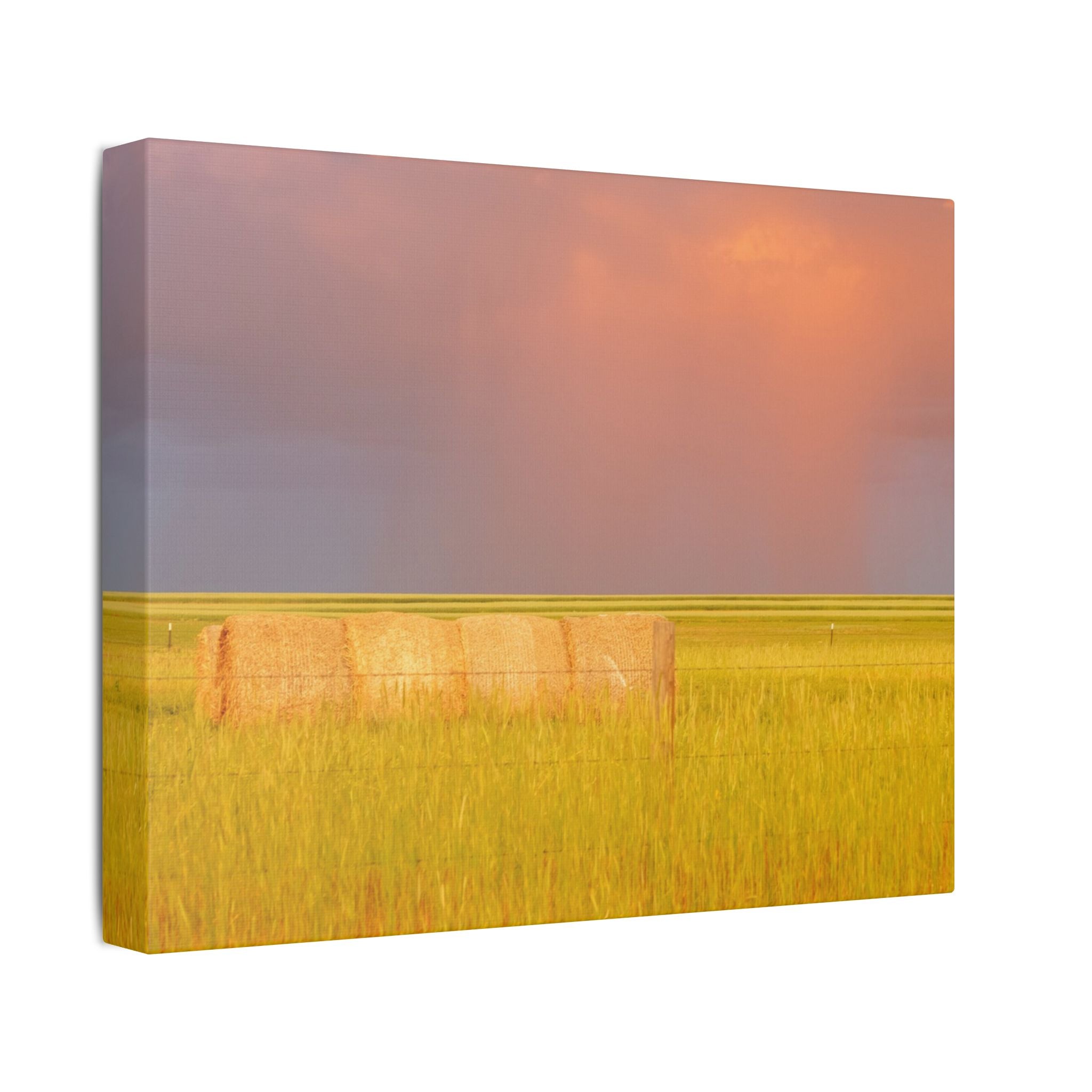 Prairie Clouds Canvas Print — Golden Field with Rolling Western Clouds