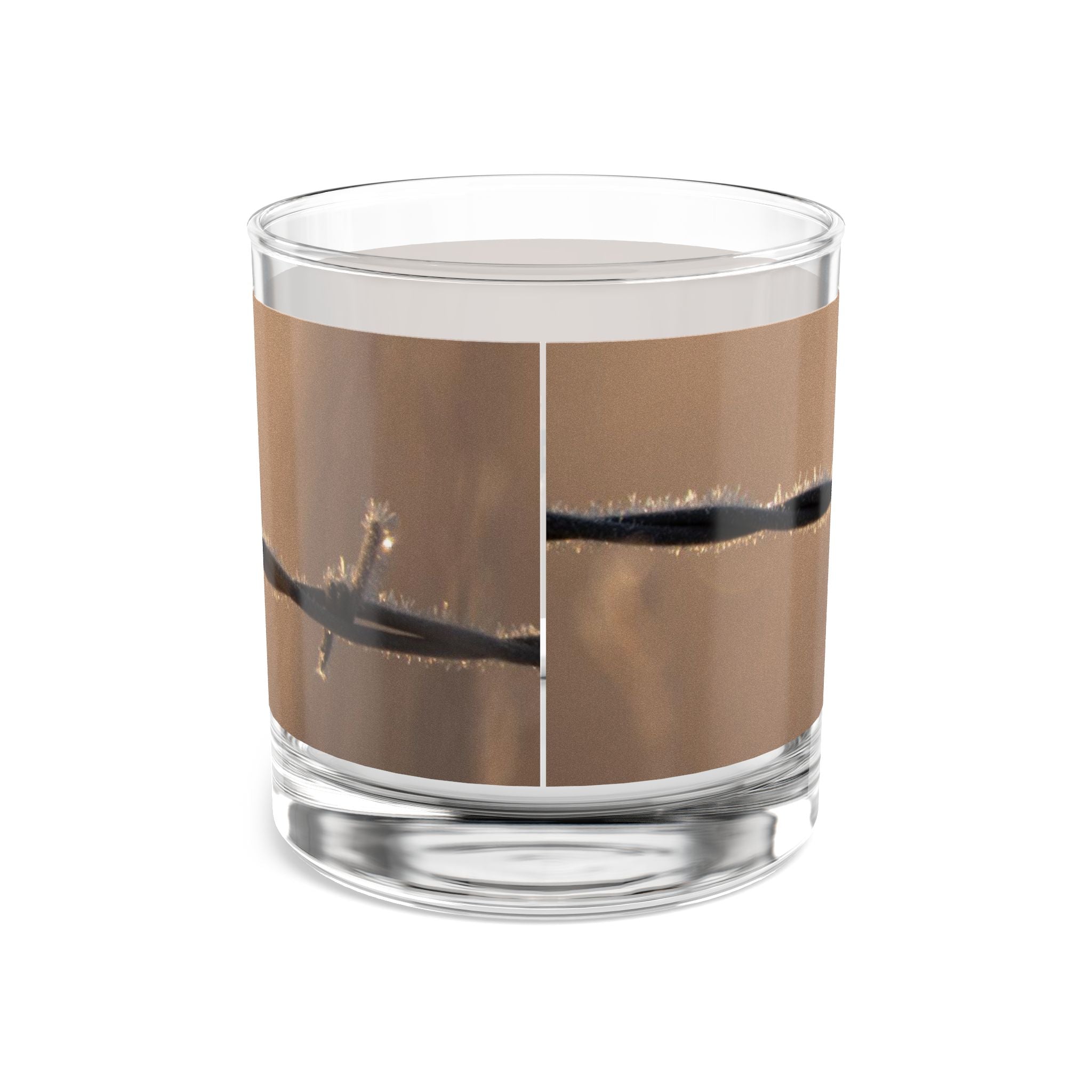 Barbed Wire Rocks Glass — 10oz Whiskey Tumbler with Rustic Western Design