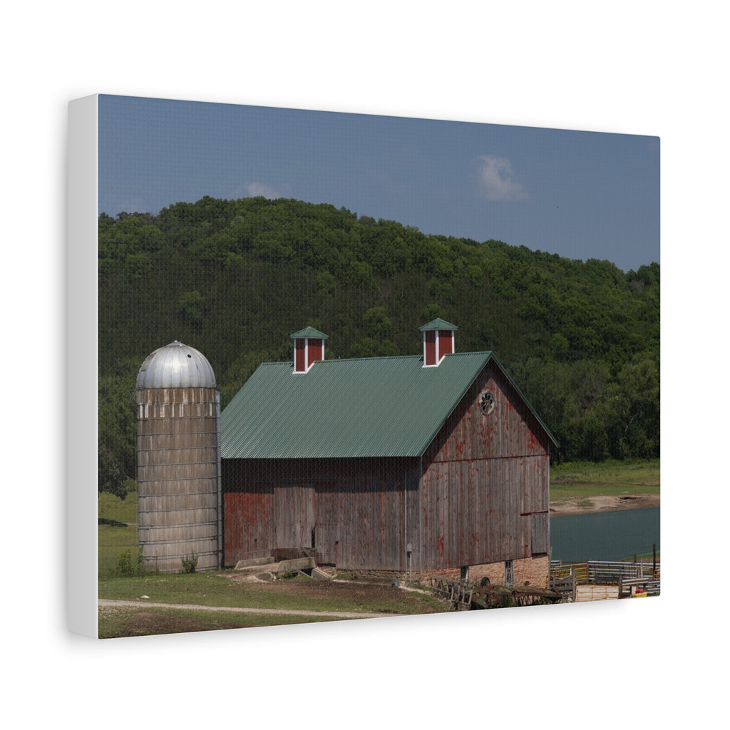 Rustic Lakeside Barn Canvas Print — Matte Stretched Wall Art