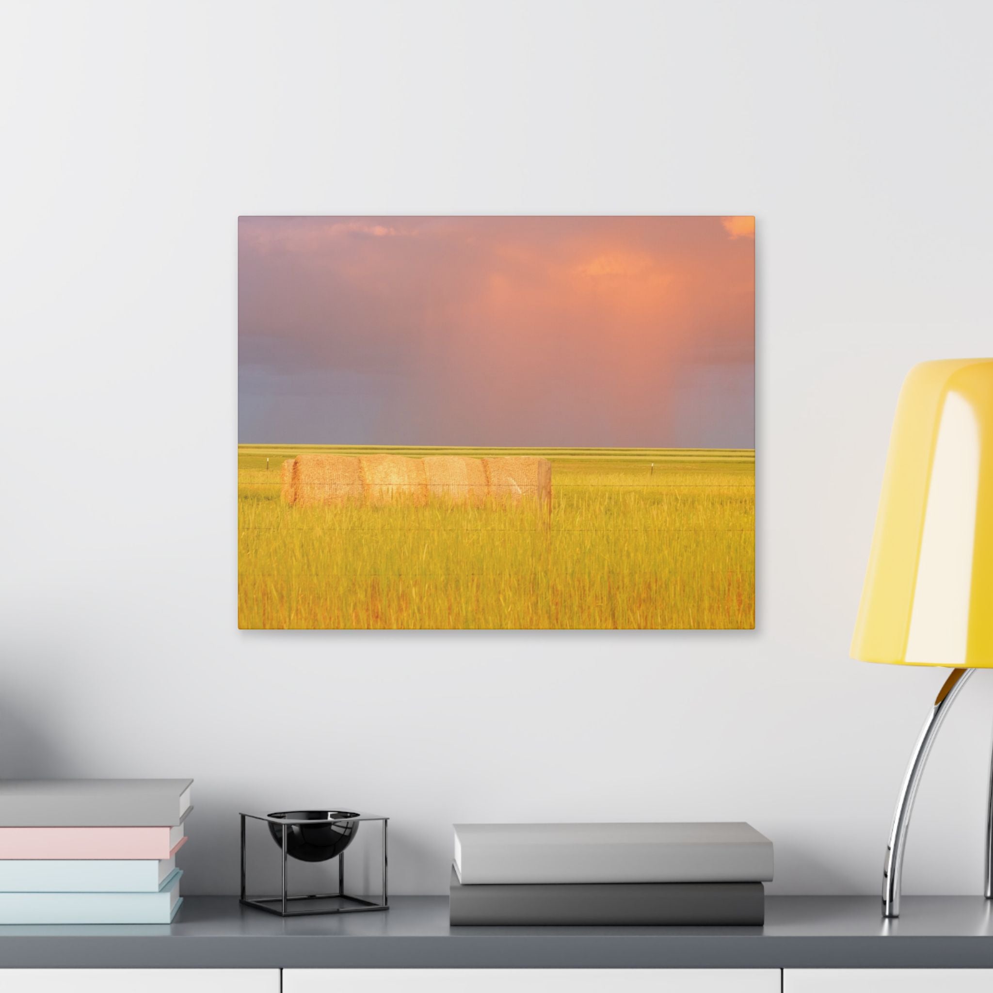 Prairie Clouds Canvas Print — Golden Field with Rolling Western Clouds