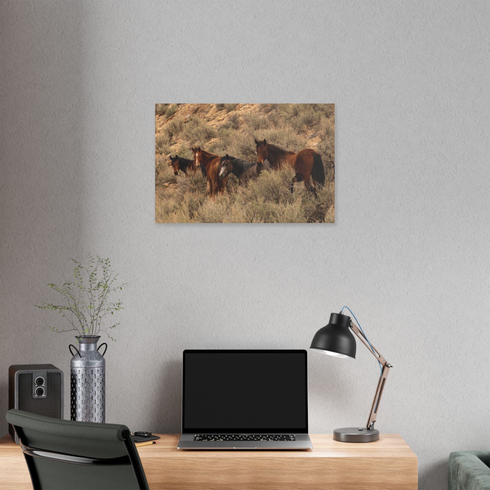 Wild Horses Canvas Print — Rustic Western Wall Art