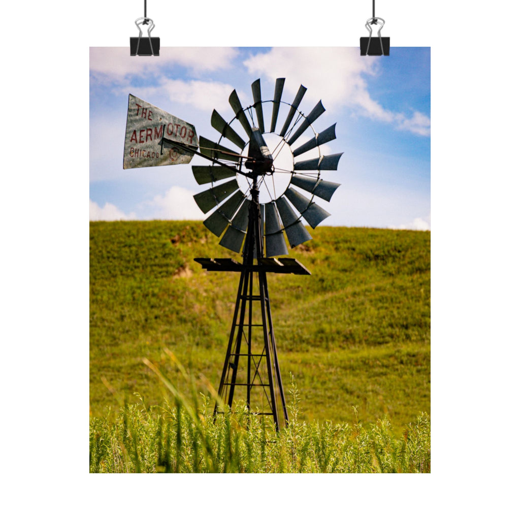 Windmill Field Matte Poster — Rustic Farmhouse Wall Art