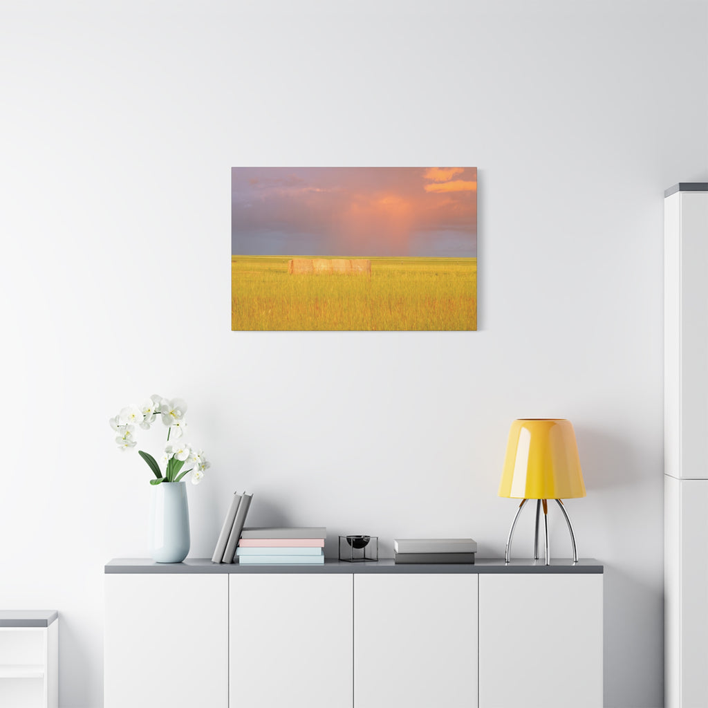 Golden Prairie Hay Bale Canvas | Matte Stretched Wall Art