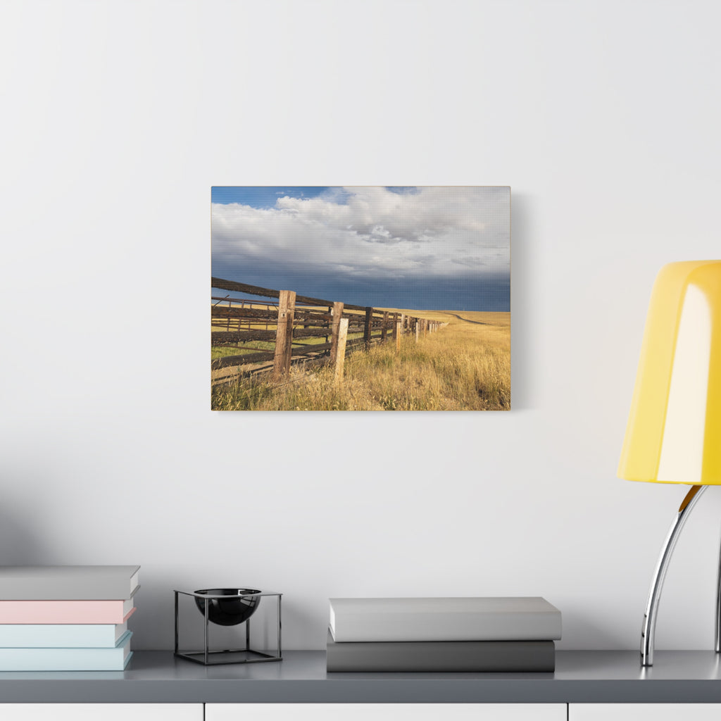 Prairie Fence Landscape Canvas Print — Country Wall Art