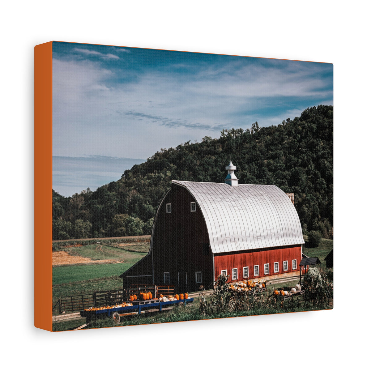 Red Barn Countryside Matte Canvas Print — Stretched 1.25" Farmhouse Wall Art
