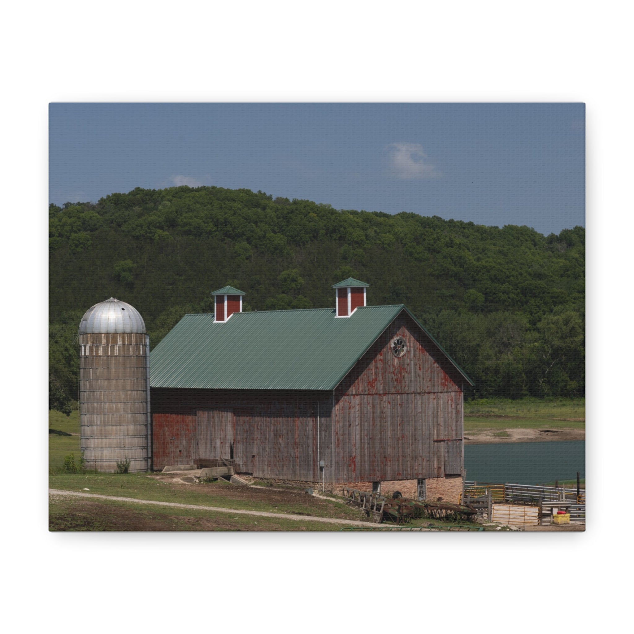 Rustic Lakeside Barn Canvas Print — Matte Stretched Wall Art