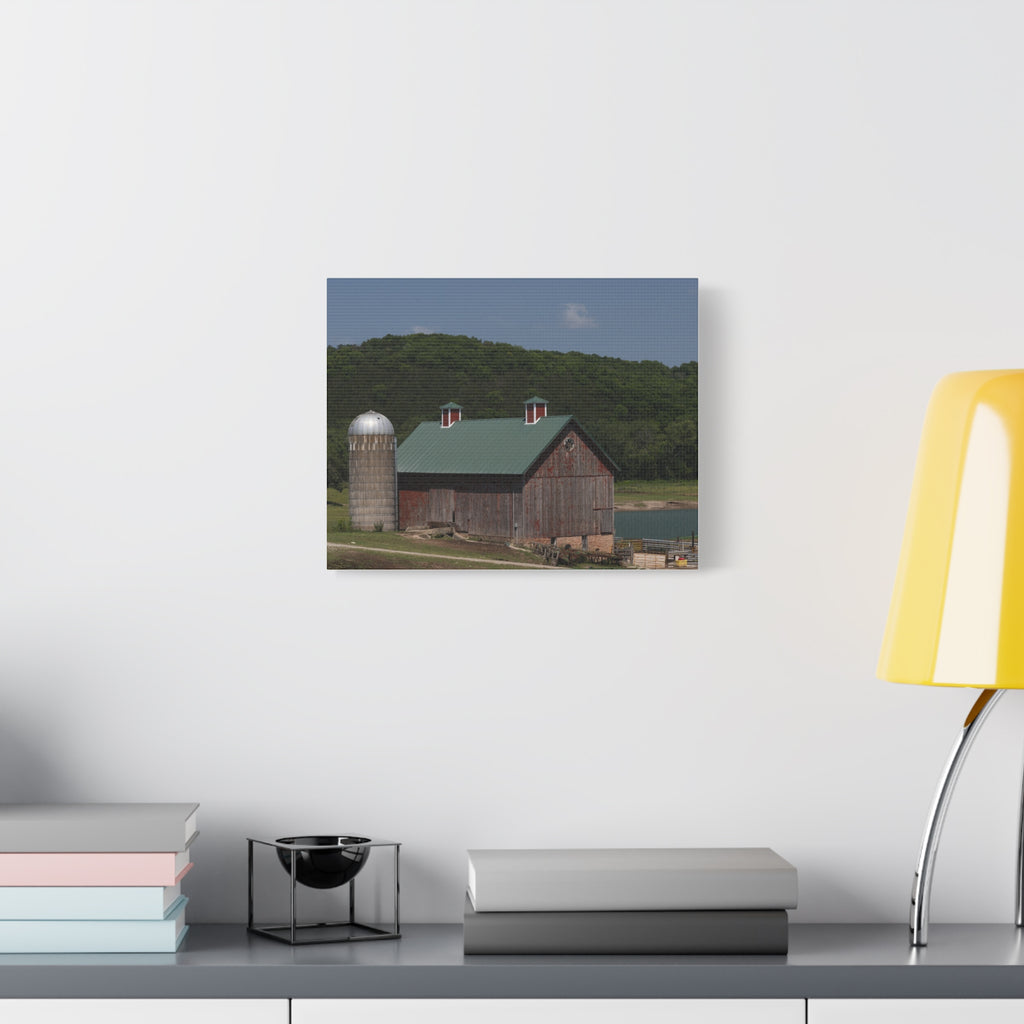 Rustic Lakeside Barn Canvas Print — Matte Stretched Wall Art