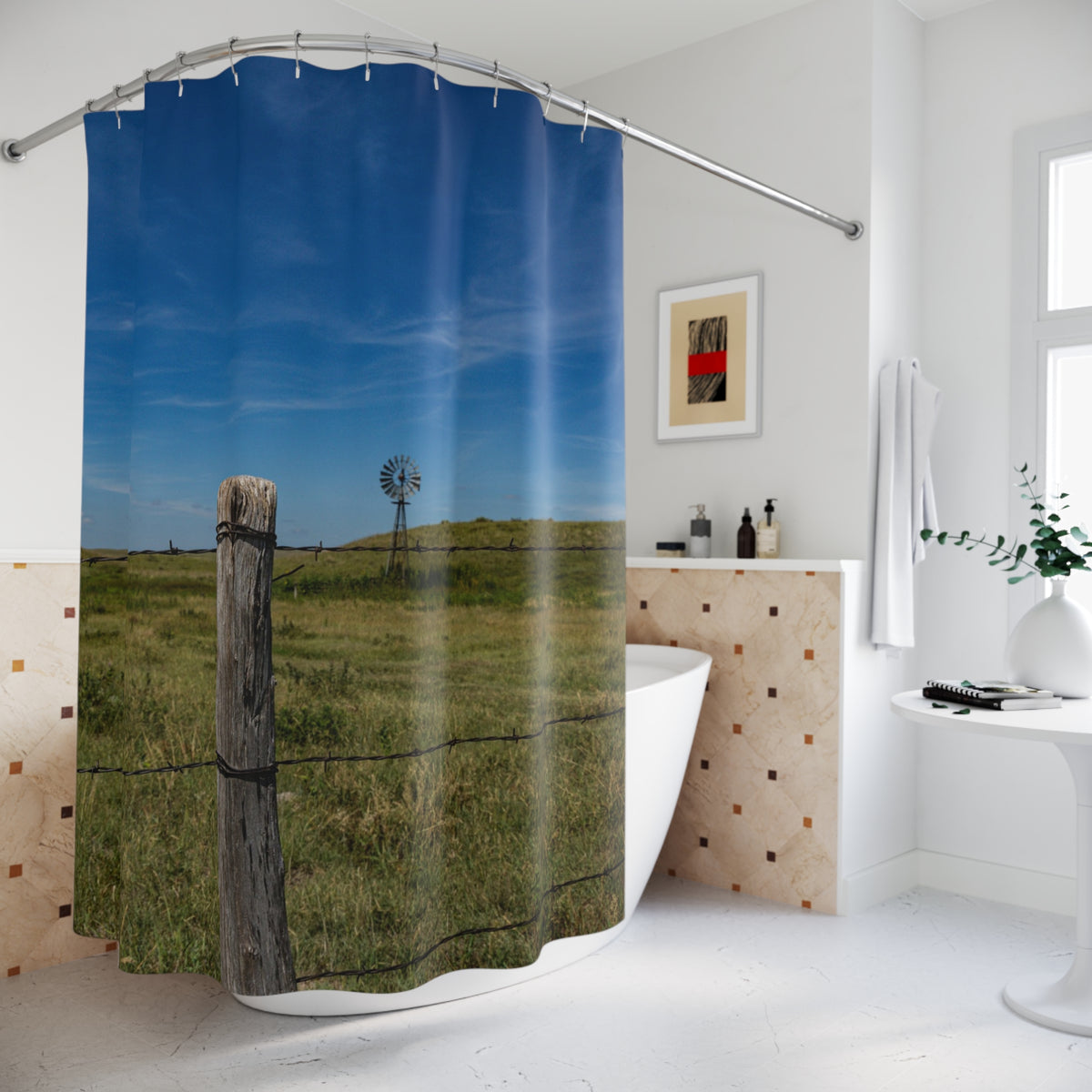 Copy of Sky Tower Shower Curtain — Blue Cloud Photography Bathroom Decor