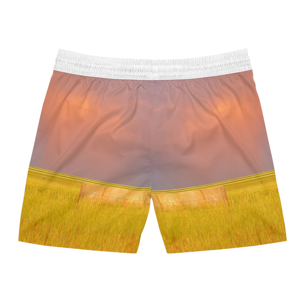Sunset Prairie Swim Shorts — Men’s Mid-Length Beach Trunks