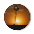 Windmill Sunset Ceramic Coaster — Rustic Farmhouse Drink Coaster