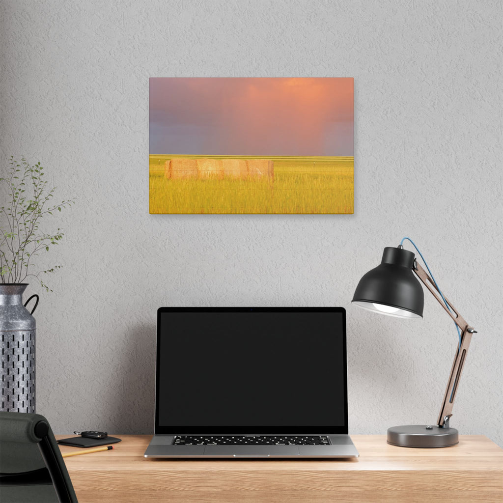 Prairie Clouds Canvas Print — Golden Field with Rolling Western Clouds