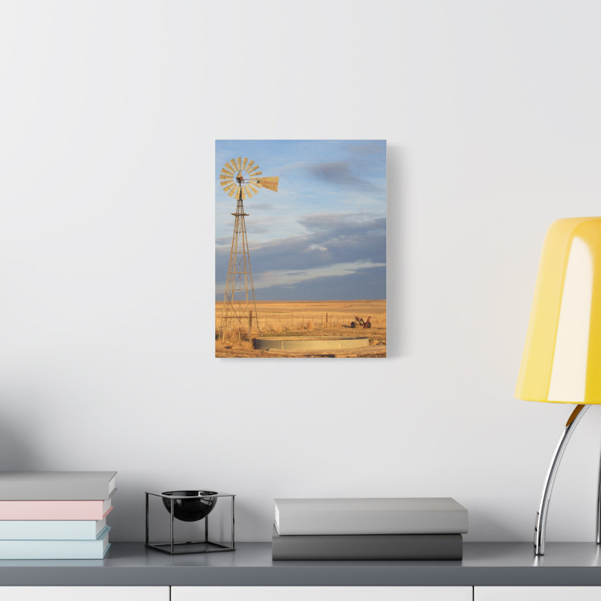 Rural Windmill Landscape Matte Canvas Wall Art — Stretched 1.25"