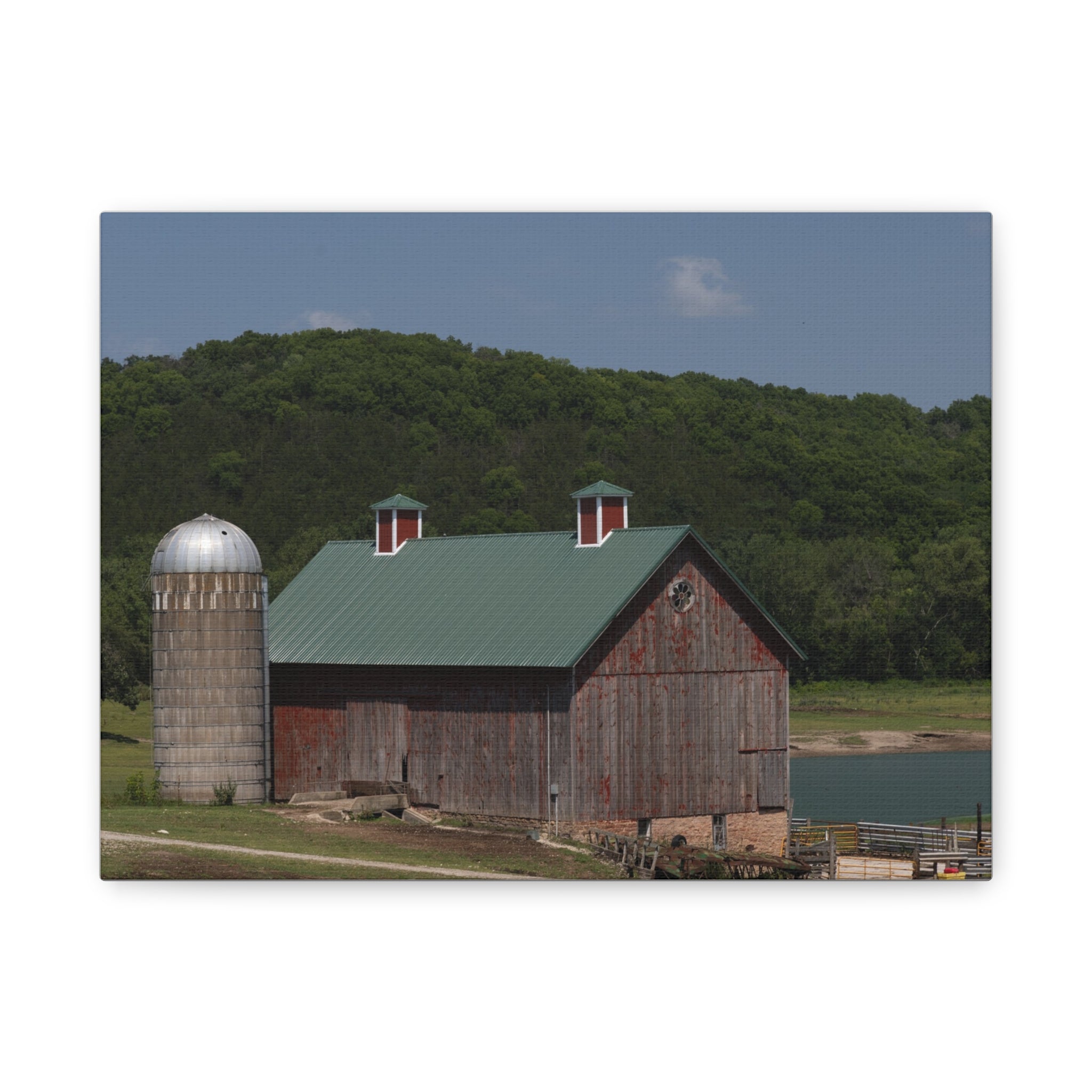 Rustic Lakeside Barn Canvas Print — Matte Stretched Wall Art