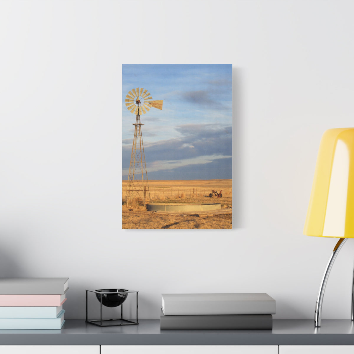 Rural Windmill Landscape Matte Canvas Wall Art — Stretched 1.25"