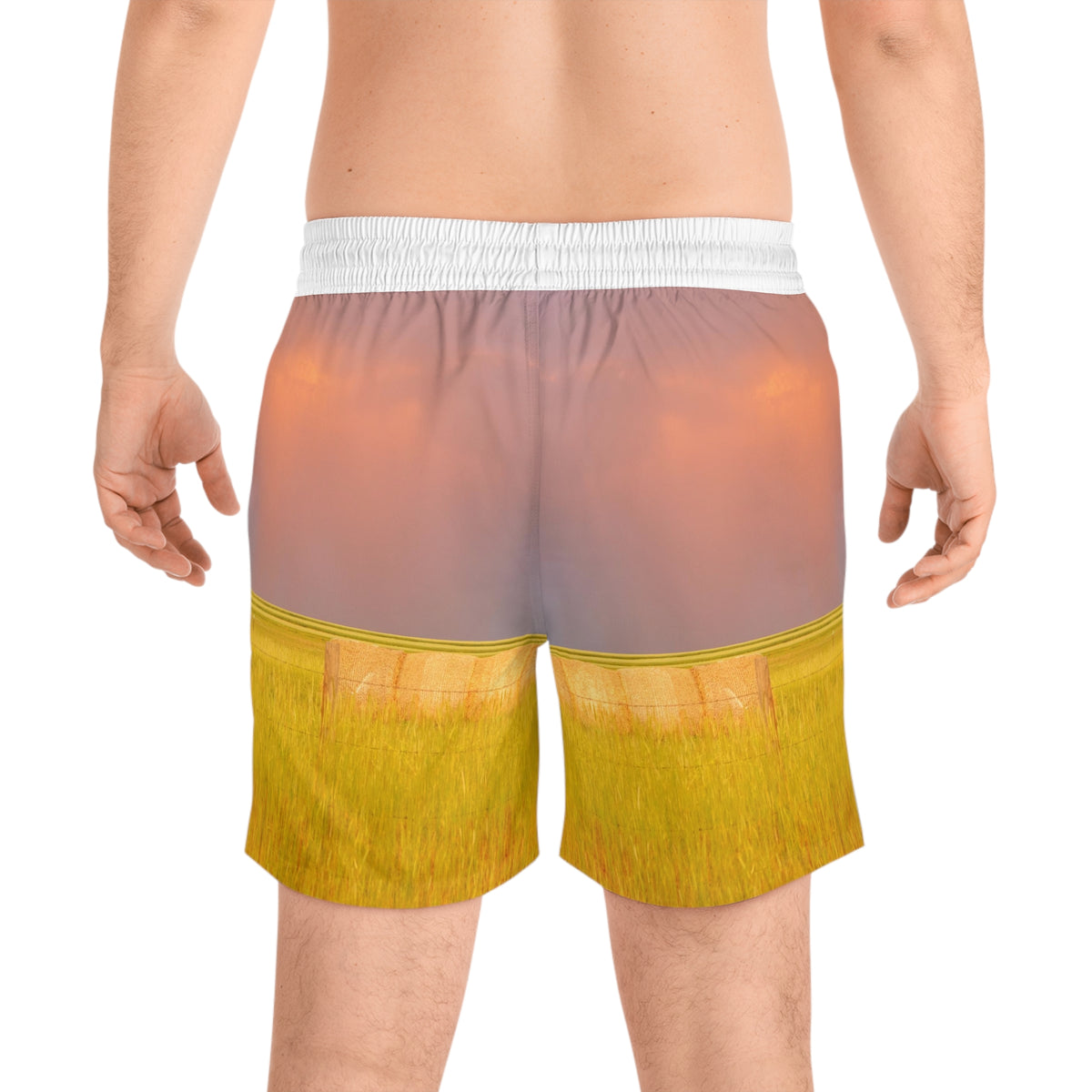 Sunset Prairie Swim Shorts — Men’s Mid-Length Beach Trunks
