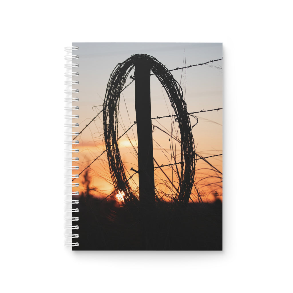 Sunset Barbed Wire Spiral Notebook — Rustic Farm & Country Journal