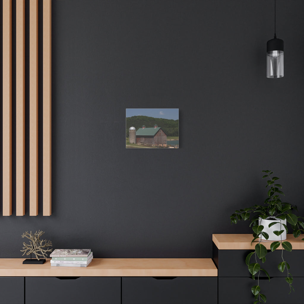 Rustic Lakeside Barn Canvas Print — Matte Stretched Wall Art