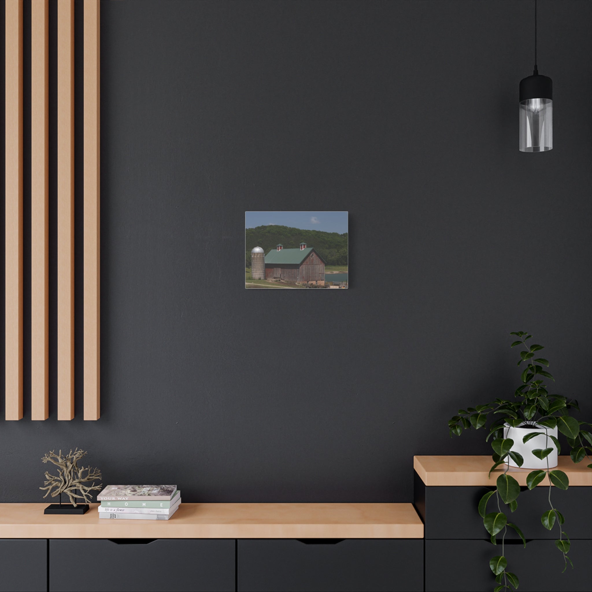 Rustic Lakeside Barn Canvas Print — Matte Stretched Wall Art