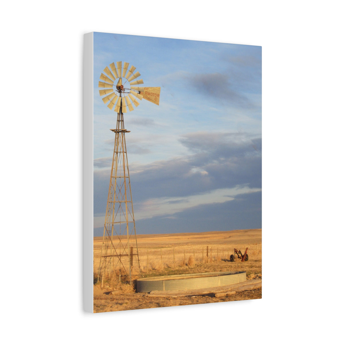 Rural Windmill Landscape Matte Canvas Wall Art — Stretched 1.25"