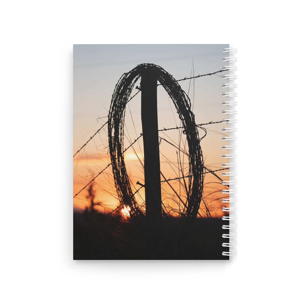 Sunset Barbed Wire Spiral Notebook — Rustic Farm & Country Journal