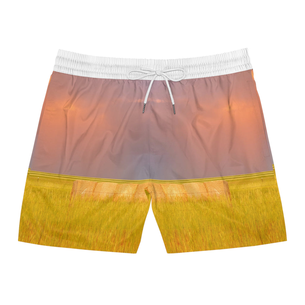 Sunset Prairie Swim Shorts — Men’s Mid-Length Beach Trunks