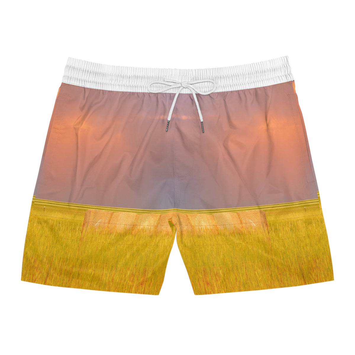 Sunset Prairie Swim Shorts — Men’s Mid-Length Beach Trunks