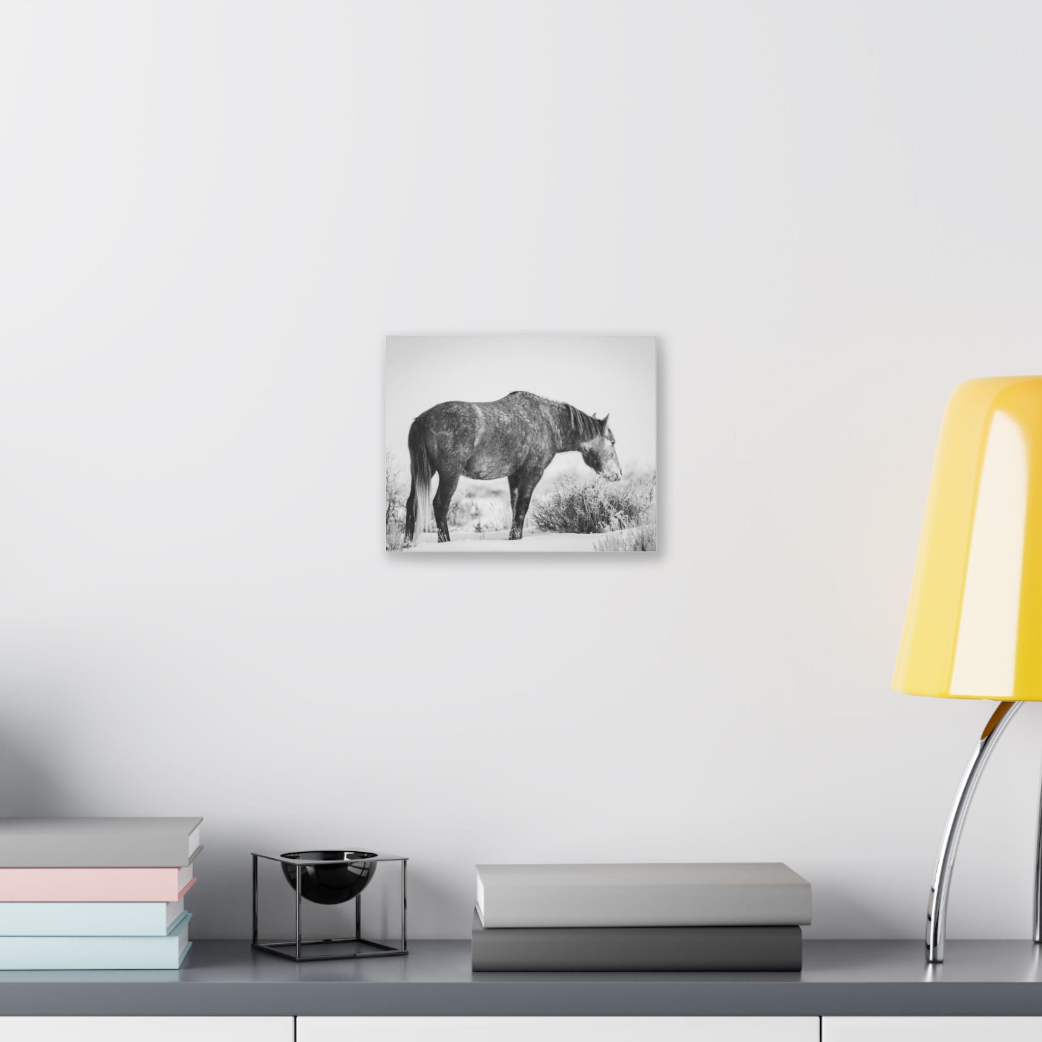 Black & White Wild Horse Canvas Print — Rustic Equestrian Wall Art