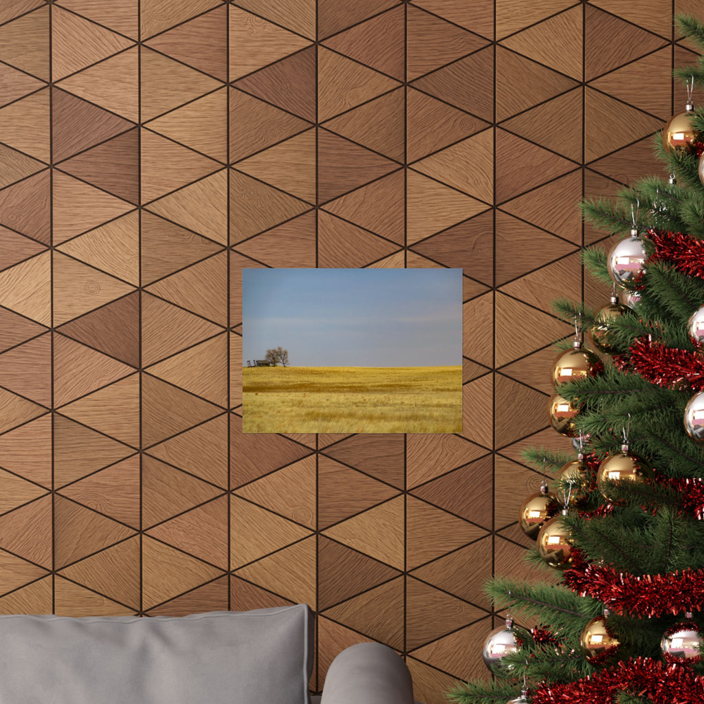 Golden Prairie Landscape Poster — Matte Horizontal Wall Art