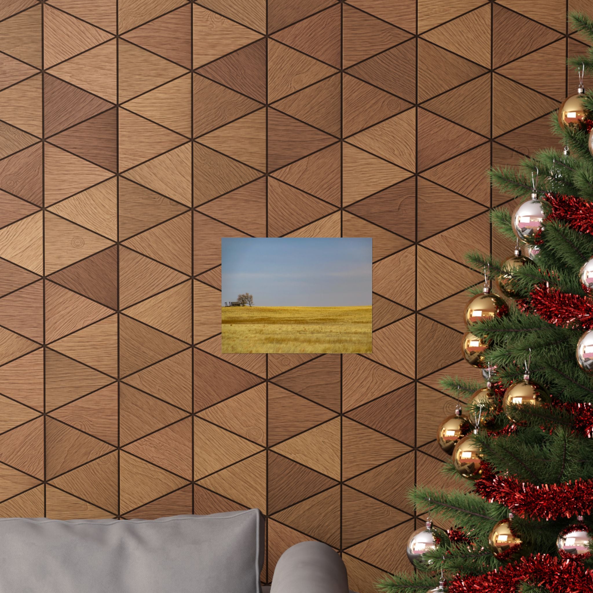 Golden Prairie Landscape Poster — Matte Horizontal Wall Art