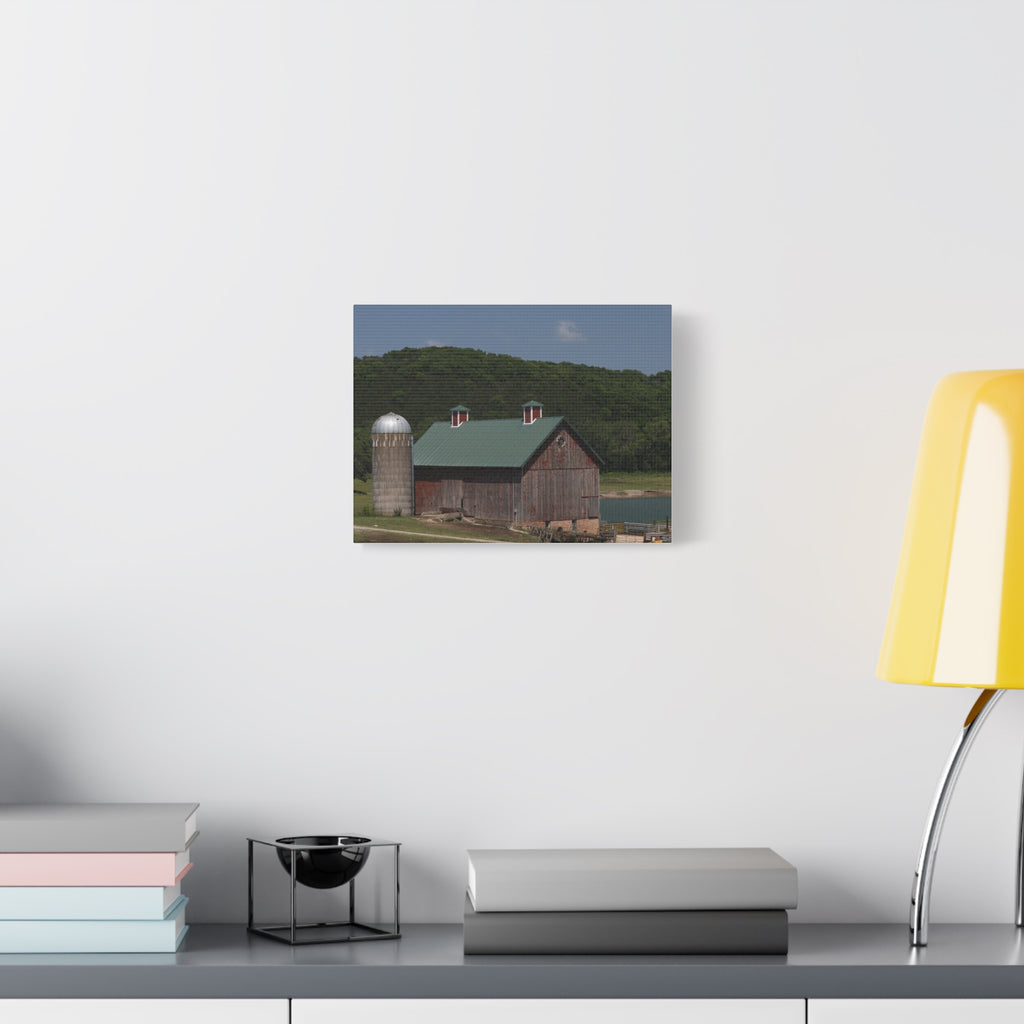 Rustic Lakeside Barn Canvas Print — Matte Stretched Wall Art