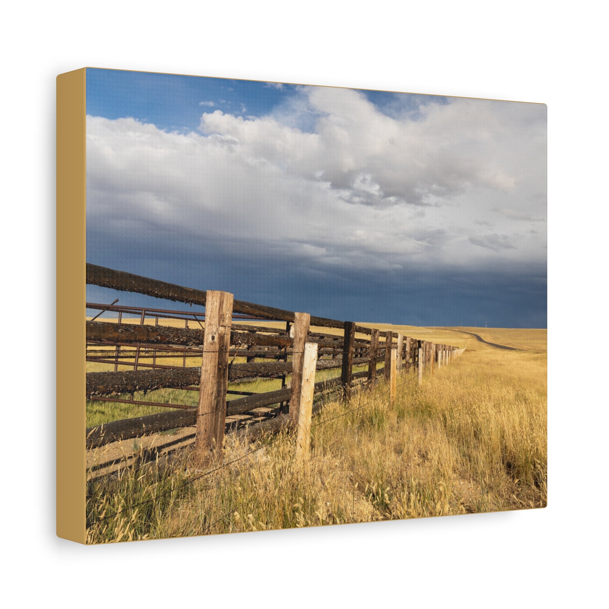 Prairie Fence Landscape Canvas Print — Country Wall Art