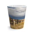 Rustic Western Range Latte Mug — Scenic Fence & Stormy Sky Coffee Cup