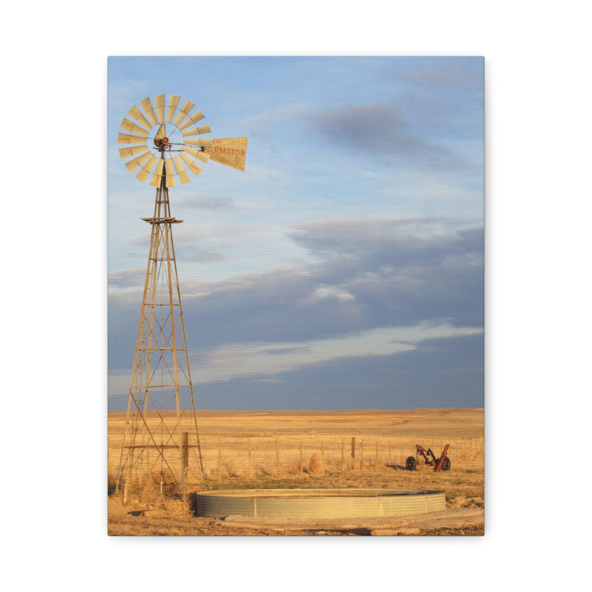 Rural windmill landscape matte canvas wall art, stretched 1.25 inches, featuring a scenic countryside scene with a windmill.