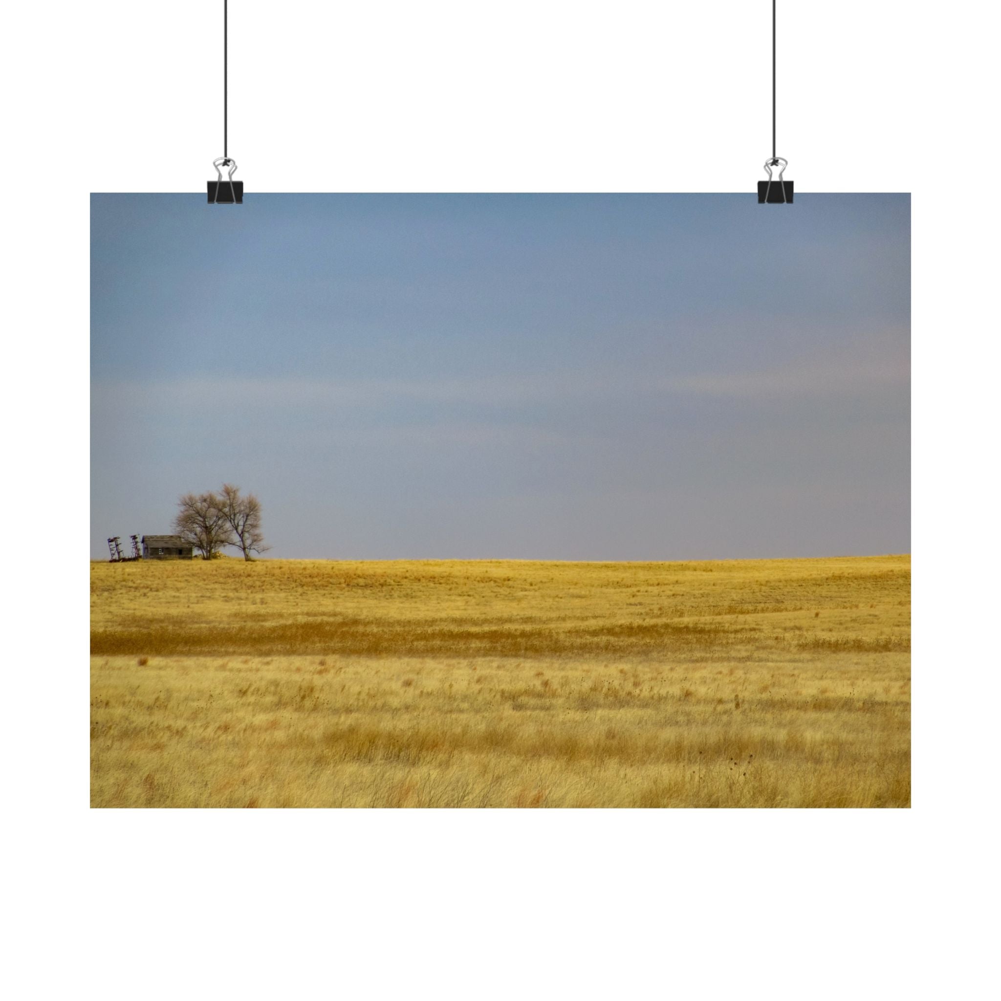 Golden Prairie Landscape Poster — Matte Horizontal Wall Art