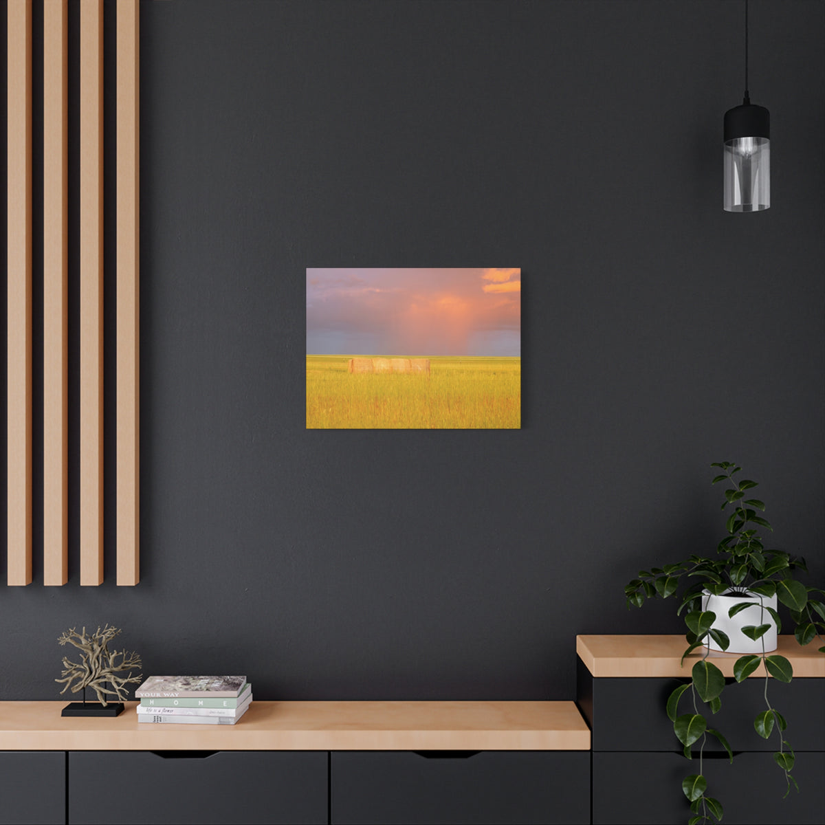 Golden Prairie Hay Bale Canvas | Matte Stretched Wall Art