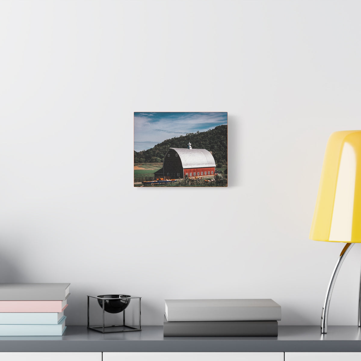 Red Barn Countryside Matte Canvas Print — Stretched 1.25" Farmhouse Wall Art