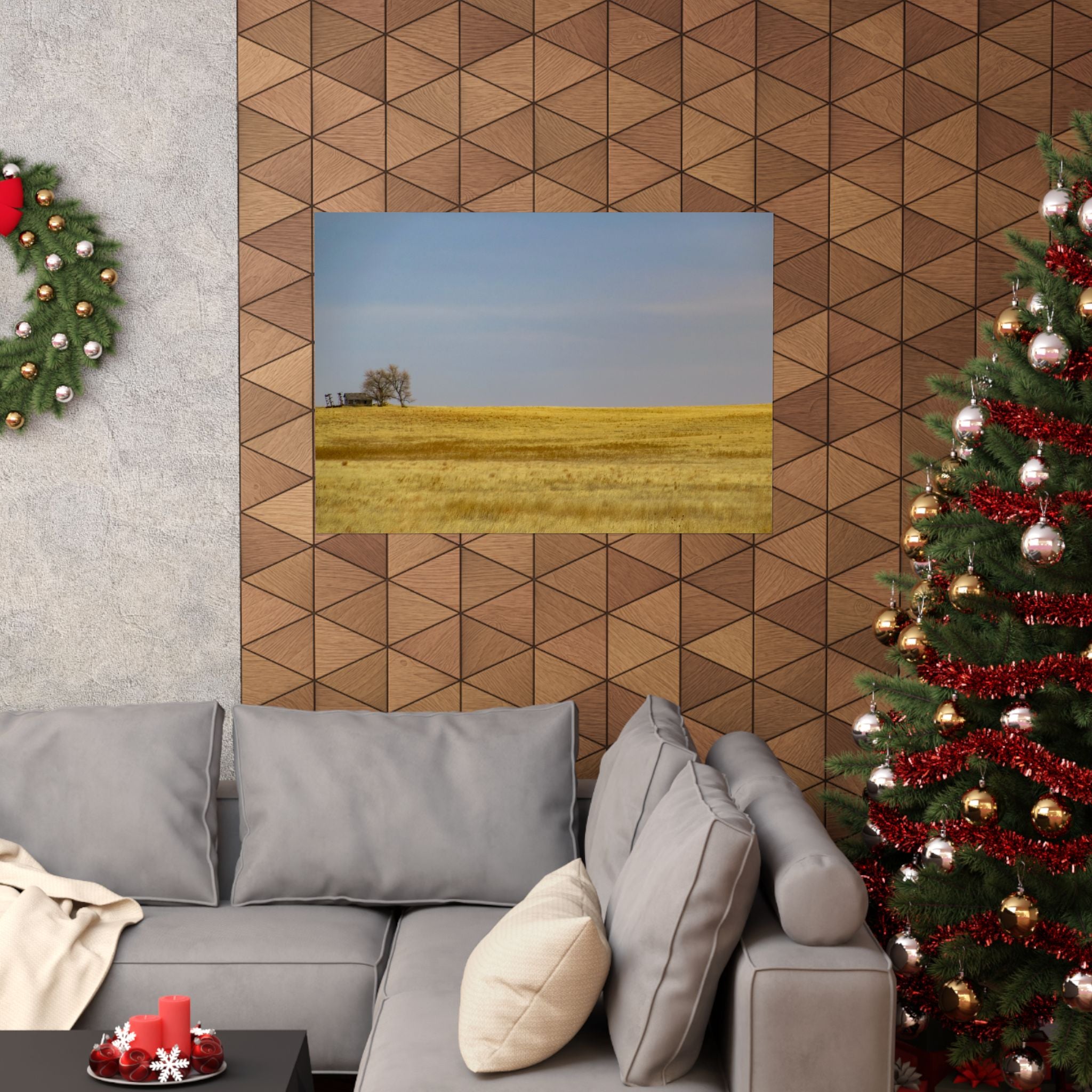 Golden Prairie Landscape Poster — Matte Horizontal Wall Art