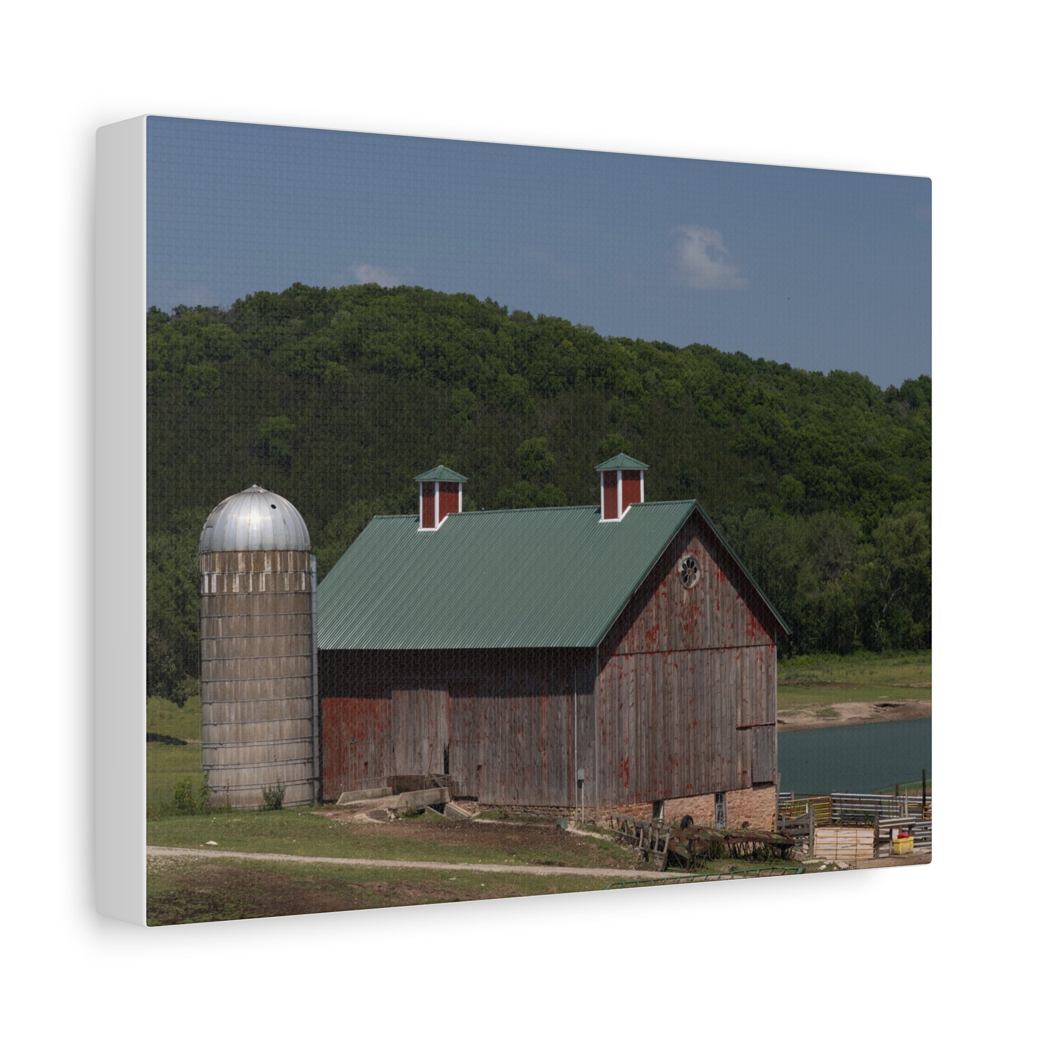 Rustic Lakeside Barn Canvas Print — Matte Stretched Wall Art