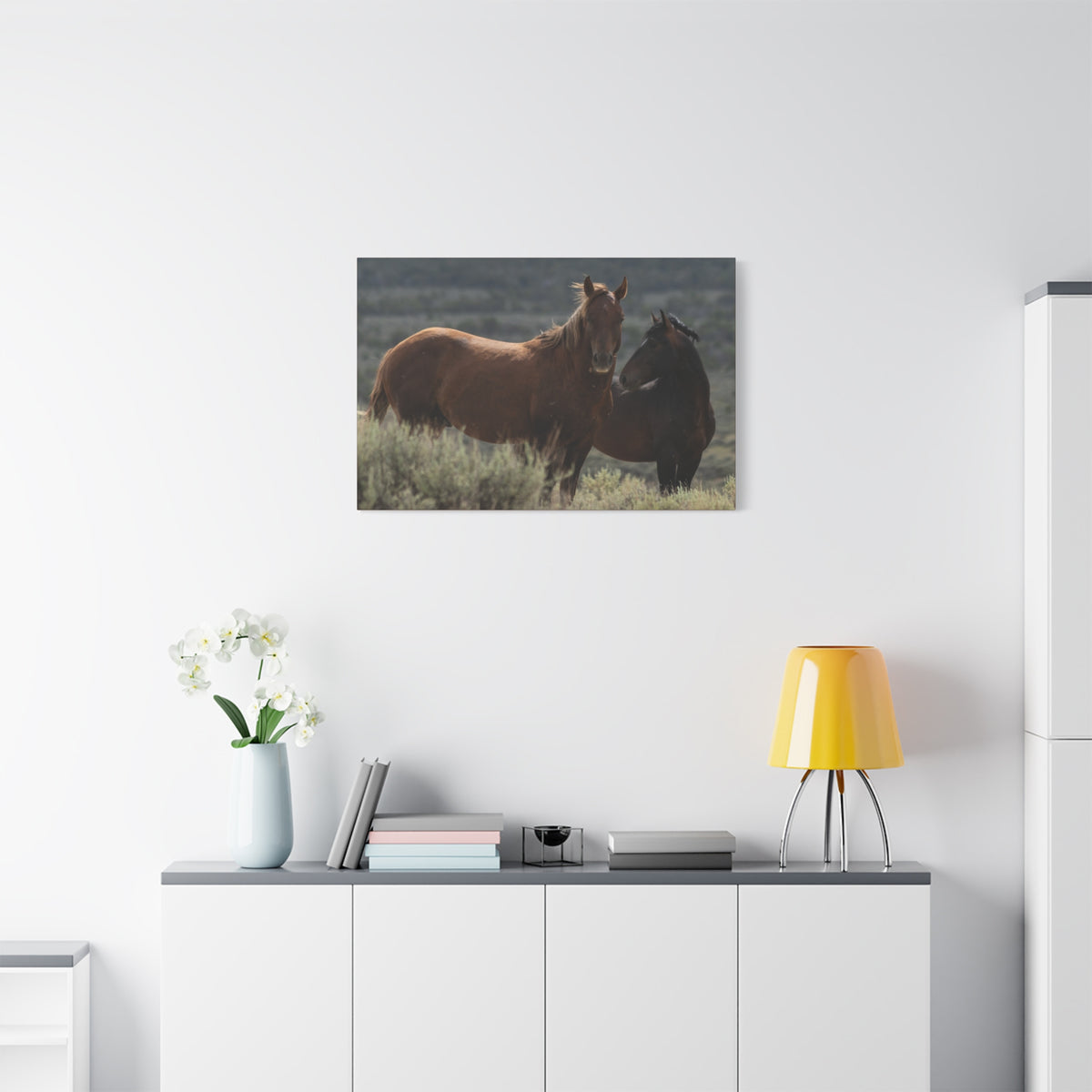 Wild Mustang Canvas Print — Rustic Horse Photography Stretched Matte Canvas