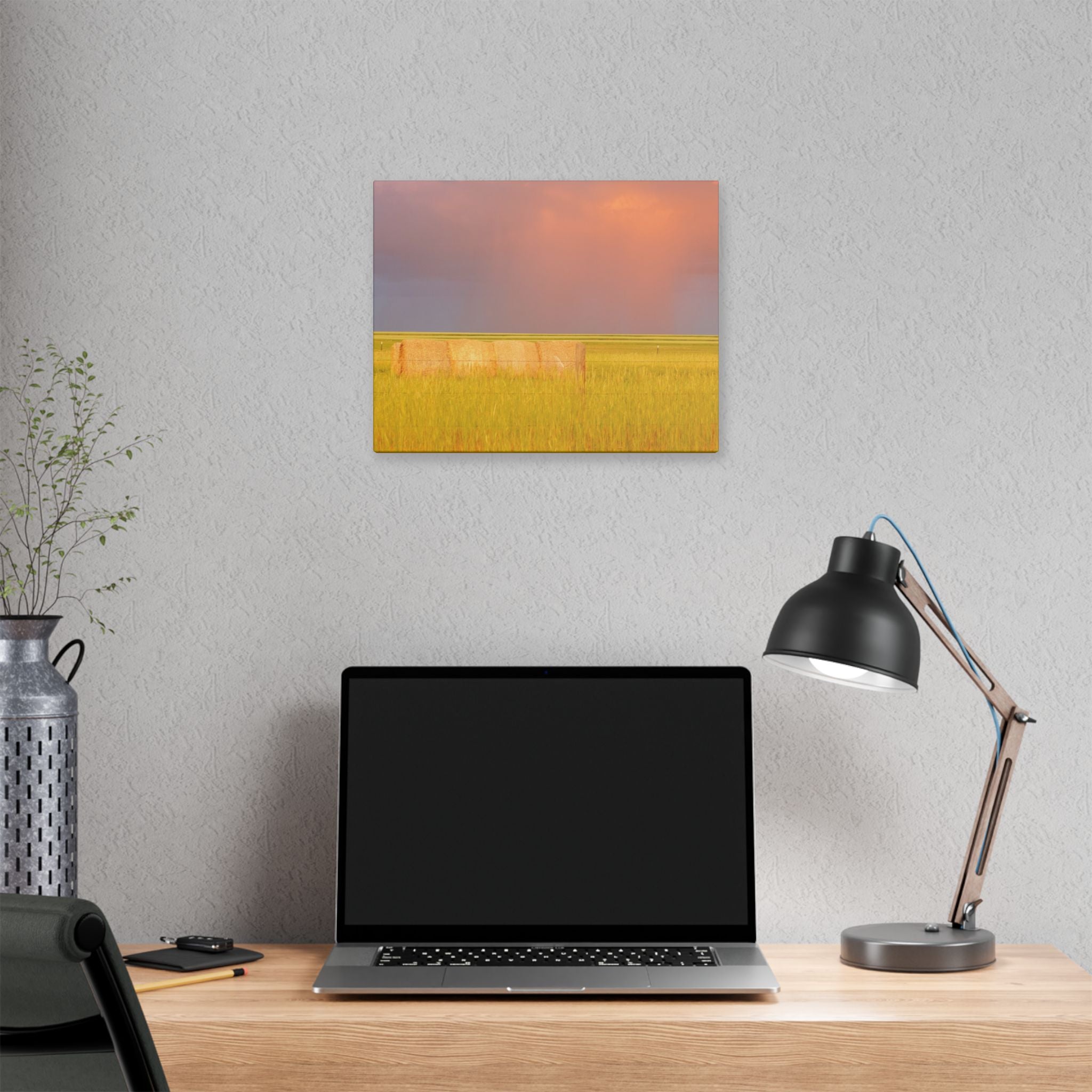 Prairie Clouds Canvas Print — Golden Field with Rolling Western Clouds