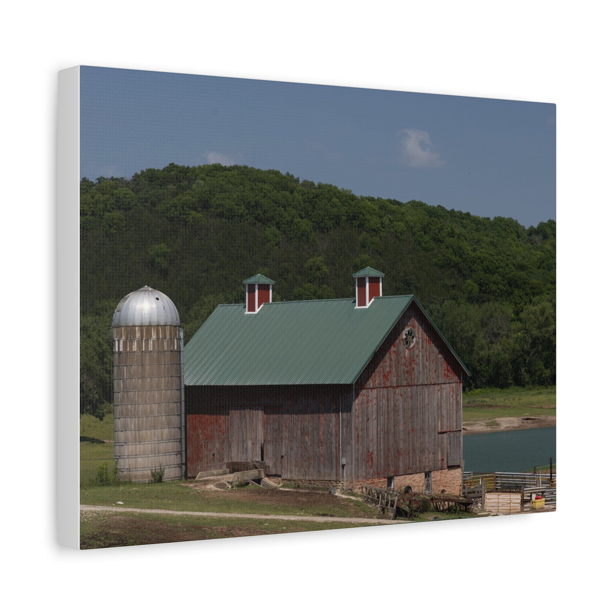 Rustic Lakeside Barn Canvas Print — Matte Stretched Wall Art