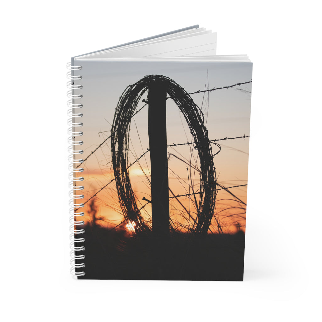Sunset Barbed Wire Spiral Notebook — Rustic Farm & Country Journal