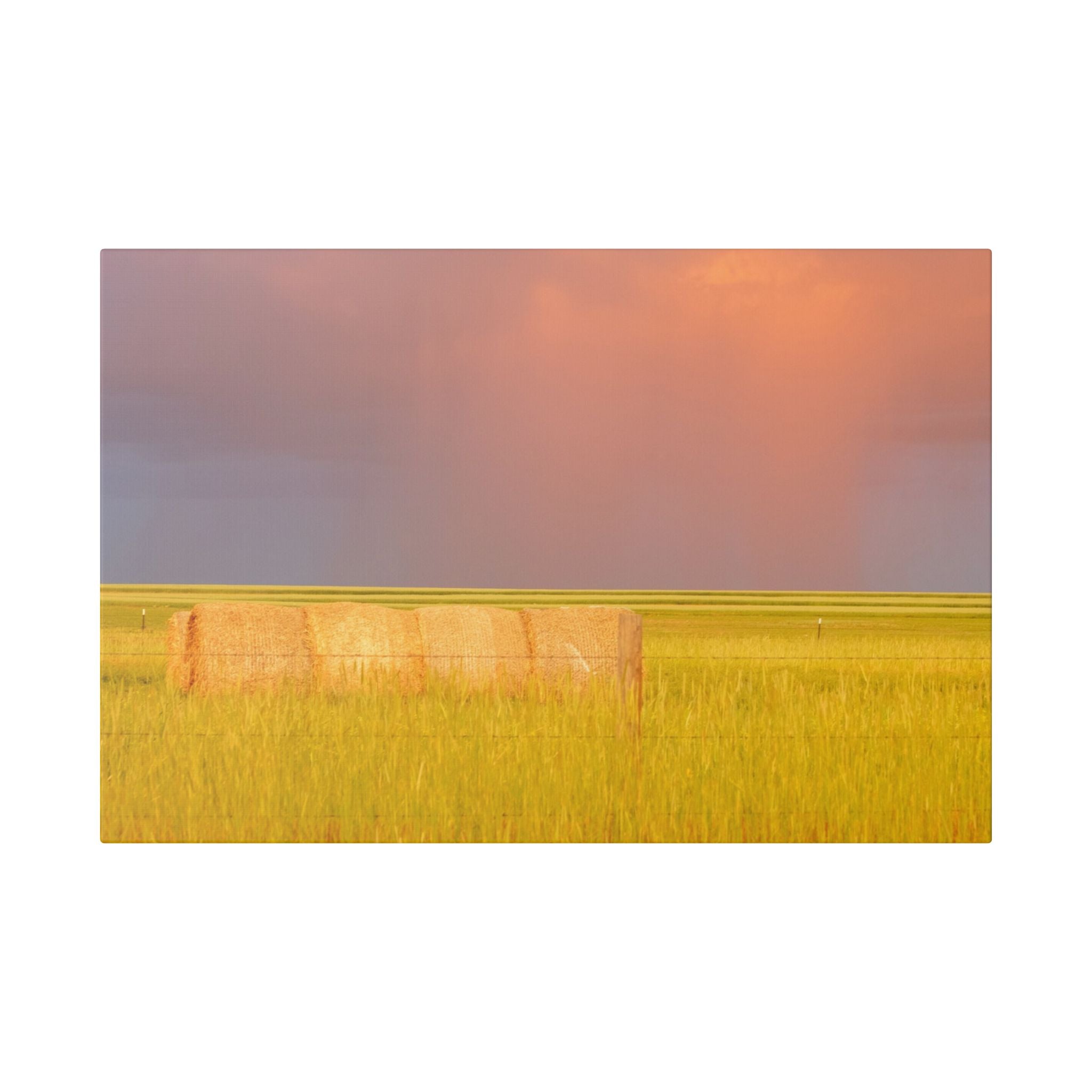 Prairie Clouds Canvas Print — Golden Field with Rolling Western Clouds