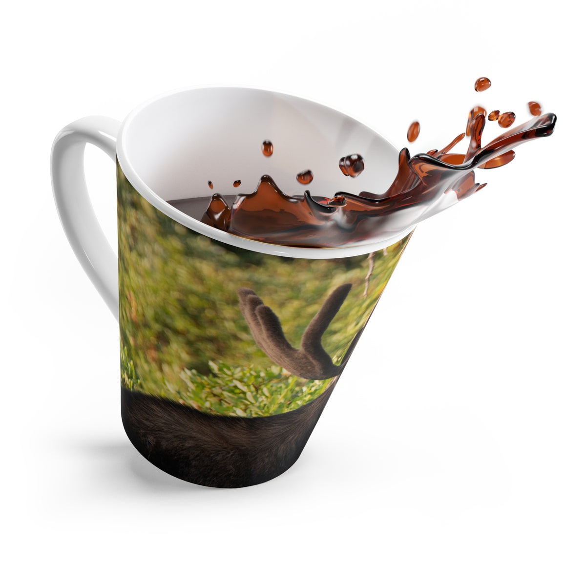 Bull Moose Antlers Latte Mug | Wildlife Photography, Nature Coffee Cup