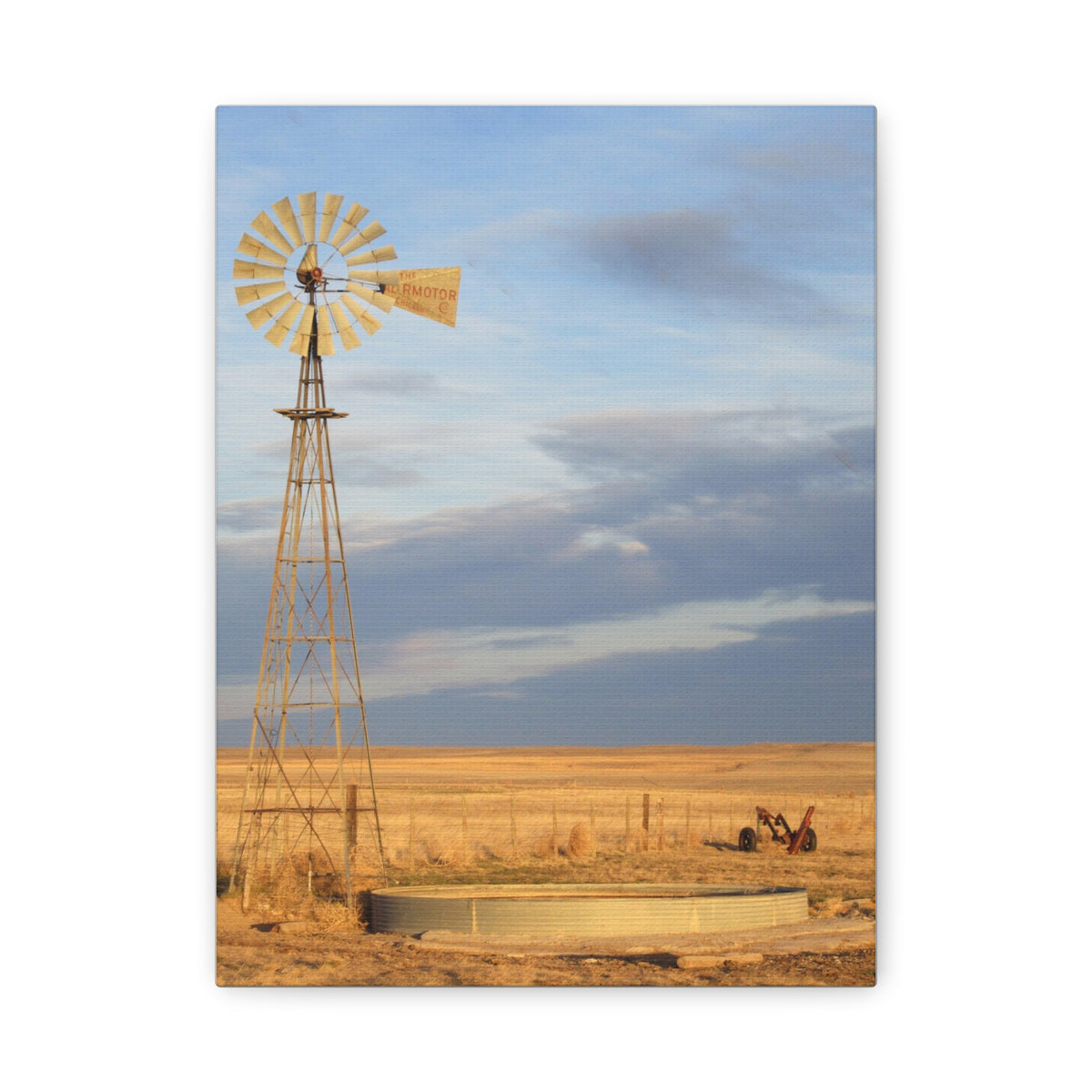 Rural Windmill Landscape Matte Canvas Wall Art — Stretched 1.25"